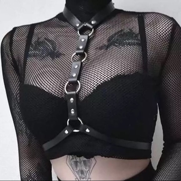 Accessories - Black Bow Faux Patent Leather Strap Harness